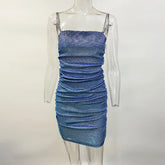 Elegant Diamond Glitter Sparkle Spaghetti Strap Bodycon Dress