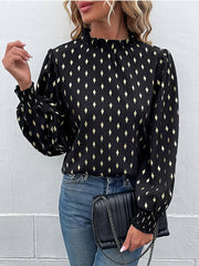 Blouses Temperament Commuter Half High Collar Vintage Blouse for Women