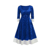 Plus Size Red Santa Claus Dress Velvet Long Sleeve Christmas Dress Costumes