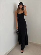 Sleeveless Spaghetti Strap Split Sheath Maxi Dress