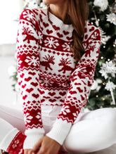 Christmas Sweater Knitted Pullover Sweater Snowflake Elk Print Sweaters