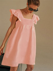 Backless Ruffle Cute Mini Dress