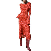 Y2K Vintage Round Collar Slim Floral Dress