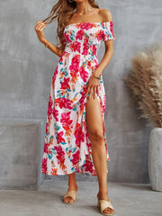 Off Shoulder Summer Long Chiffon Dress