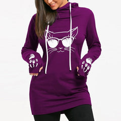 Plus Size Harajuku Cat Printed Hoodies