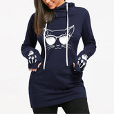 Plus Size Harajuku Cat Printed Hoodies