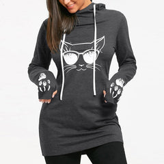 Plus Size Harajuku Cat Printed Hoodies