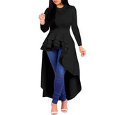 Ruffle Asymmetrical Solid Color Irregular Flounces Casual Dress