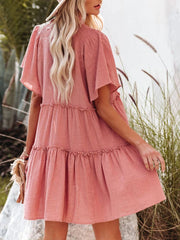Summer Short Sleeve Solid Loose Dress