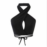 Neck Hollow Out Camisole Tie Backless Bandage Cropped Bustier Vest