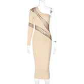 Summer Patchwork Perspective Slimming Puss Elegant Streetwear Midi Dresses