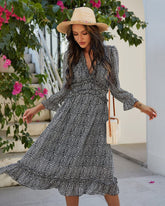 Spring And Summer Popular V-neck Simple Printed Dress