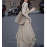 Senior Knitted Slimming Gentle Y2K Midi Dresses