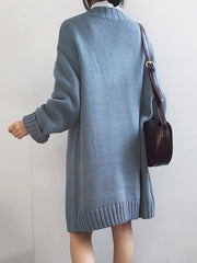 Knitted V-Neck Elegant Sweater Dress