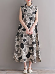 Gray Pockets Peter Pan Collar Casual Maxi Dress