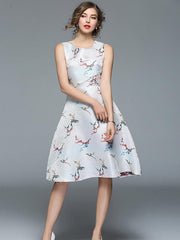 Jacquard Sleeveless A-Line Mini Dress