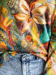 Long Sleeve V Neck Cotton-Blend Casual Shirts & Tops