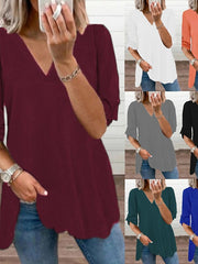 Blouse Shirt Basic V Neck Plain Modern V Neck Puff Balloon Regular Summer Blue White Black Grey Red for Women