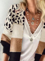 Leopard V Neck Sweater Cardigans