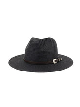 Belt Embellished Straw Outdoor Jazz Beach Hat for Women