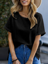 Blouse Loose Solid / Plain Color Basic Round Neck Summer Light Blue Black White Pink for Women