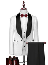 Black White Champagne Men's Wedding Party / Evening Valentine's Day Tuxedos 3 Piece Solid Colored Standard Fit Single Breasted One-button