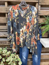 Bohemian Floral Print Irregular Hem Casual T-Shirt for Women