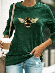 bees print o-neck casual t-shirt for Women