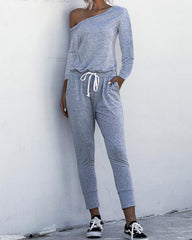 Brief One Shoulder T-shirt Pants Sets