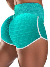 Bubble Texture High Waist Contrast Binding Butt Lifting Yoga Shorts