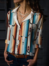Bull Head Print Long Sleeve Loose Blouses for Women