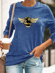 bees print o-neck casual t-shirt for Women