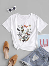 Butterfly Flower Knotted Cotton Basic Tee