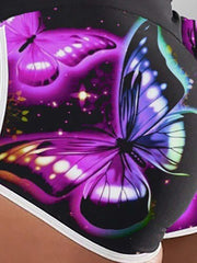 Butterfly Print High Waist Active Shorts for Women