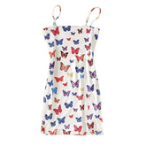 Butterfly Print Lace Up Back Tube Bodycon Dress