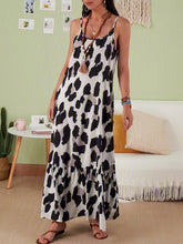Leopard Casual Spaghetti-Strap Crew Neck Dresses
