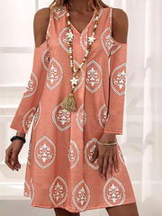 Holiday Cotton-Blend V Neck Dresses