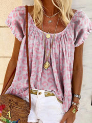 Leopard Casual A-Line Shirts & Tops