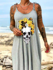 Gray Casual Sleeveless Spaghetti Dresses