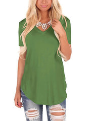 Blouse T shirt Basic V Neck Plain Modern V Neck T-shirt Sleeve Regular Summer Green Blue White Black Red for Women