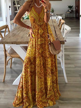 Boho Dress Long Dress Maxi Dress Green Purple Pink Sleeveless Abstract Print Spring Summer V Neck Classic S M L XL for Women