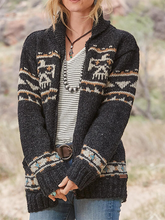 Geometric Long Sleeve Lapel Elegant Outerwear