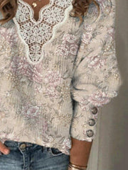 Long Sleeve Color-Block Cotton Shirts & Tops Sweaters