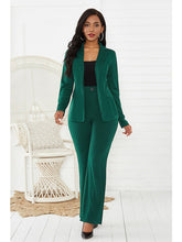 Blazer Office Suit Pants Sets Basic Green Black Office Wear to work Solid Color Shirt Collar S M L XL for Women