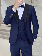 Black Burgundy Blue Men's Performance Party / Evening Tuxedos 3 Piece Peak N / A Tailored Fit Single Breasted One-button