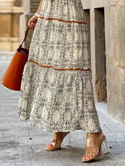Bohemia Floral V Neck Casual Dress Holiday Dress Swing Dress Long Dress Maxi Dress Khaki Half Sleeve Abstract Ruched Sunmmer Fall Spring Classic Daily Weekend S M L XL XXL 3XL for Women