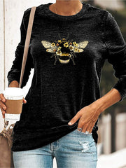 bees print o-neck casual t-shirt for Women