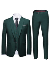 Black White Ivory Men's Wedding Ceremony Valentine's Day Suits 3 Piece Slim Notch Solid Colored Tailored Fit Single Breasted One-button