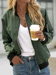 Long Sleeve Crew Neck Plain Shift Outerwear Jackets