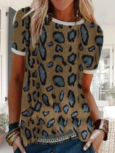 Leopard-Print Casual Cotton-Blend Short Sleeve T-shirts